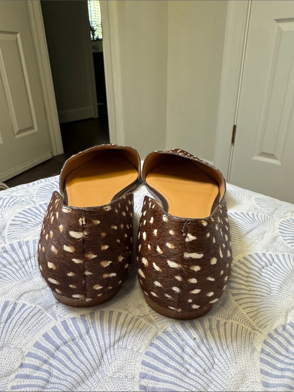 J.Crew Calf Hair D’Orsay Flats Size 9 Brown Spotted Leather Pointed Toe